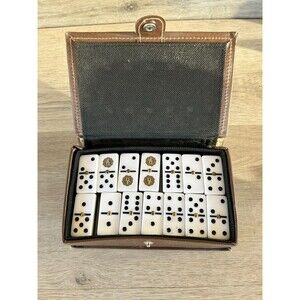 DON PEDRO BRANDY DOMINOES DOMINO SET FANCY WITH LEATHER CASE